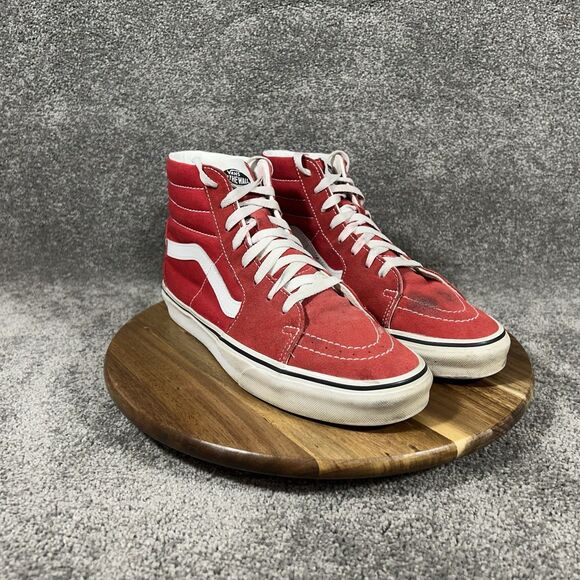 VANS SK8-HI Mens Sz 9.5 Women’s Sz 11 Racing Red Suede Skate Athletic Shoes Used main image 7